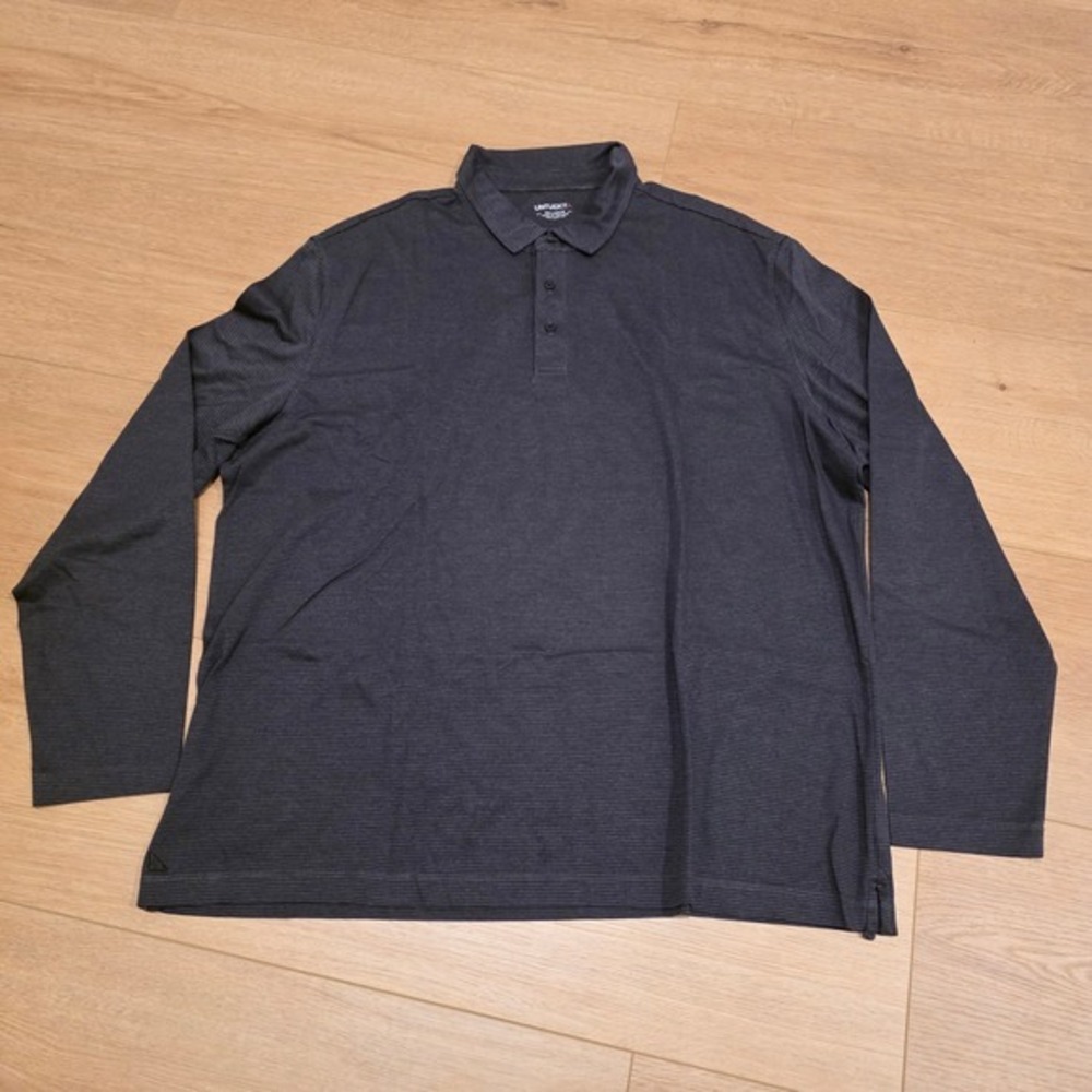 UNTUCKit‎ Mens XX-Large Damaschino Jacquard Gray Long Sleeve Polo Shirt